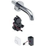 Grifo electrónico para lavabos Geberit Piave, montaje mural, servicio de red, para caja funcional empotrada: Cromado brillante, L=17cm, Mezclador=Sin mezclador